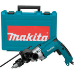 Makita drill with blue case on a white background