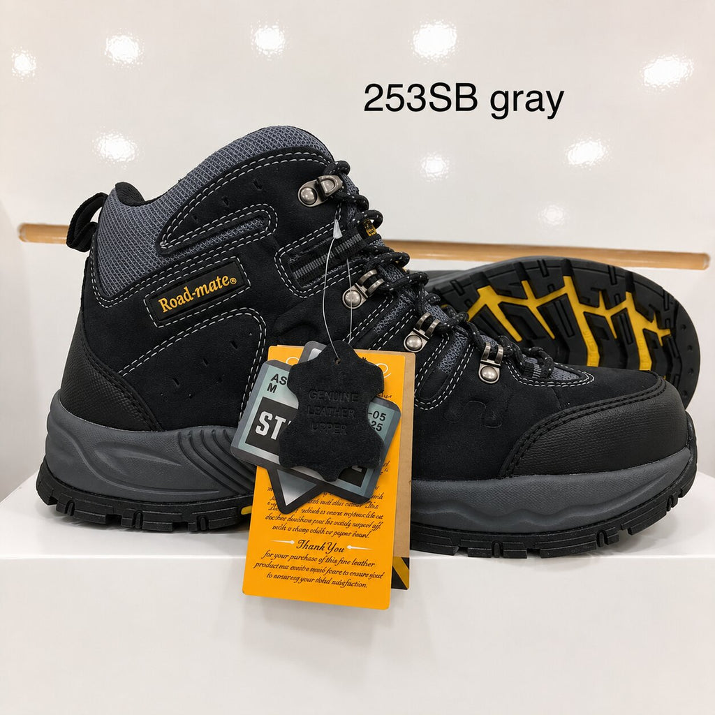 ROAD MATE RM-603 BRN Safety Shoes, Cow Suede & Mesh, Steel Toe