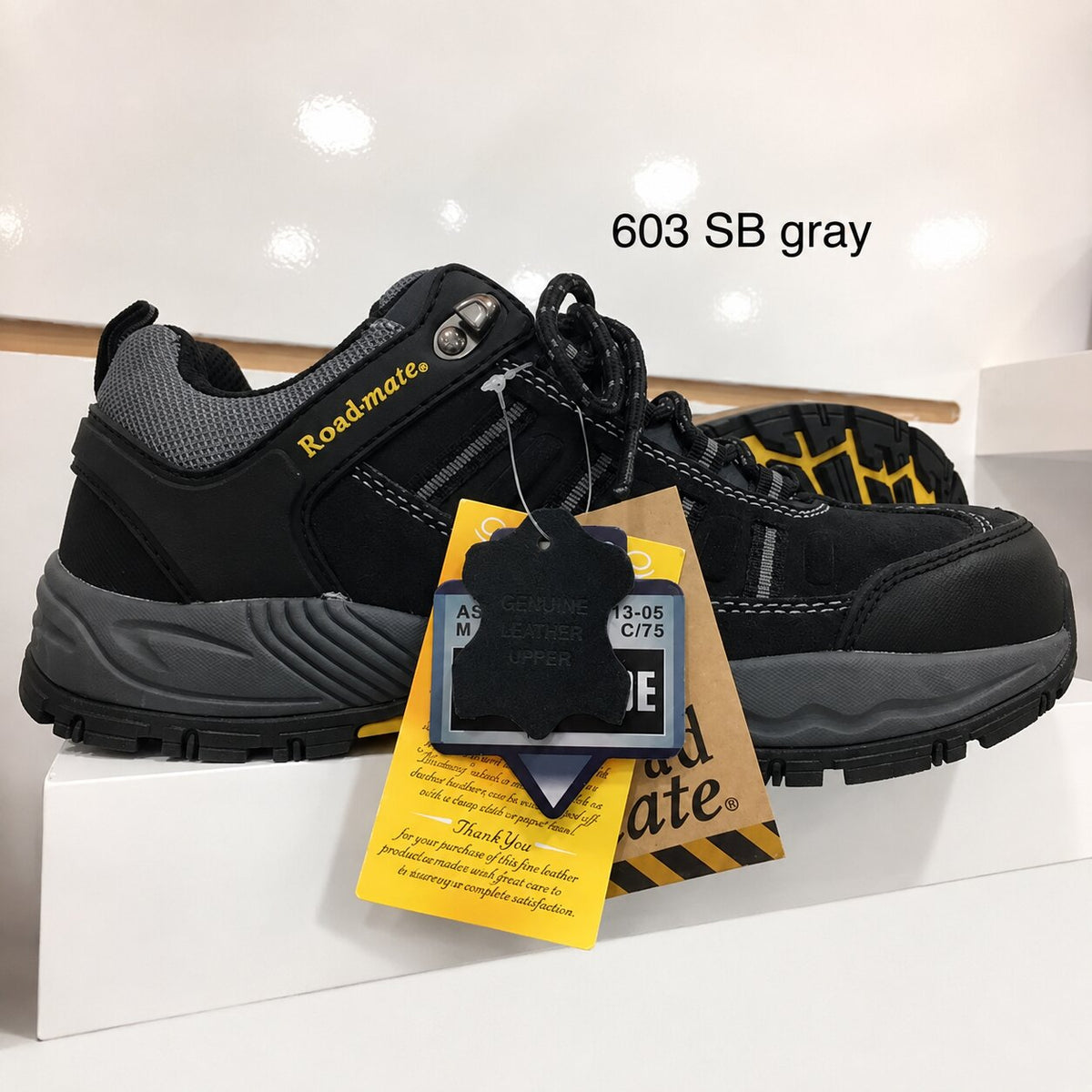 ROAD MATE RM-603 BRN Safety Shoes, Cow Suede & Mesh, Steel Toe