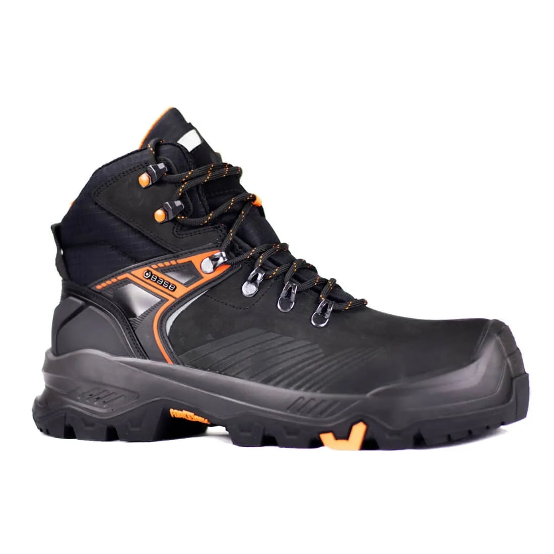 BASE T-Rex Mid Safety Boots, S3S HRO CI HI LG SC FO SR, Black/Orange, B1601