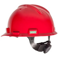 MSA V-Gard® Safety Helmet, 4-Point Ratchet Suspension, Polyethylene, Red