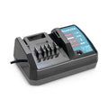 Makita dual battery charger DC18-20V SLI-1850B with a blue and white front label, shown on a white background.